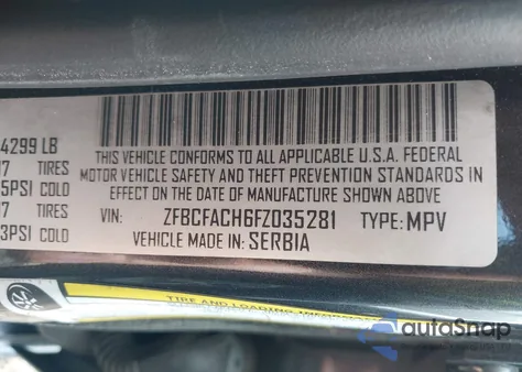 2015 Fiat 500L Lounge from USA, damaged, VIN ZFBCFACH6FZ035281